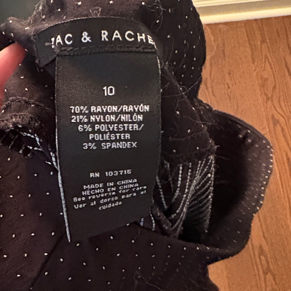 Mac & Rachel Black Polka Dot Pants (Size 10)